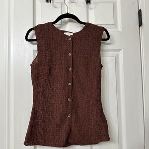 H&M Chocolate Button-Down Sleeveless Vest Top